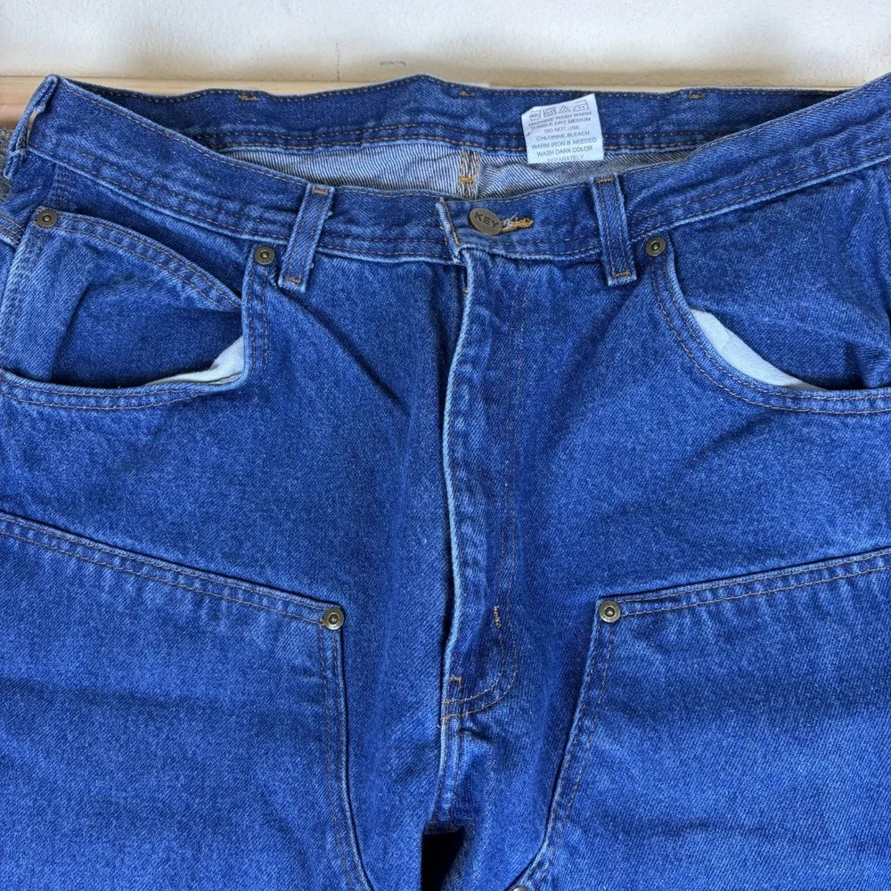 Key Apparel Carpenter Jeans Mens 34x33‎ Blue Denim Dungaree Cotton Double Front